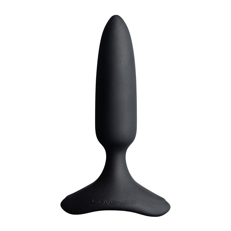 Black Hush 2 XS vibrating butt plug with LOVENSE branding on a white background