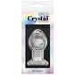 Iridescent product packaging for NSN-0701-21 Crystal Butt Plug - Medium - Clear with text 'Crystal Premium Glass' and nsnovelties branding