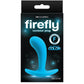 Product packaging for Firefly Contour Plug with blue butt plug and nsnovelties branding, with text 'silicone' and 'glows in color'
