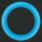 Large blue Firefly Halo glow-in-the-dark cock ring glowing on a dark background
