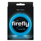 Product packaging for large blue Firefly Halo cock ring with product image on a dark background, text 'super stretchable' and 'glows in color', and nsnovelties branding