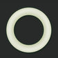 Small clear Firefly Halo glow-in-the-dark cock ring glowing on a dark background