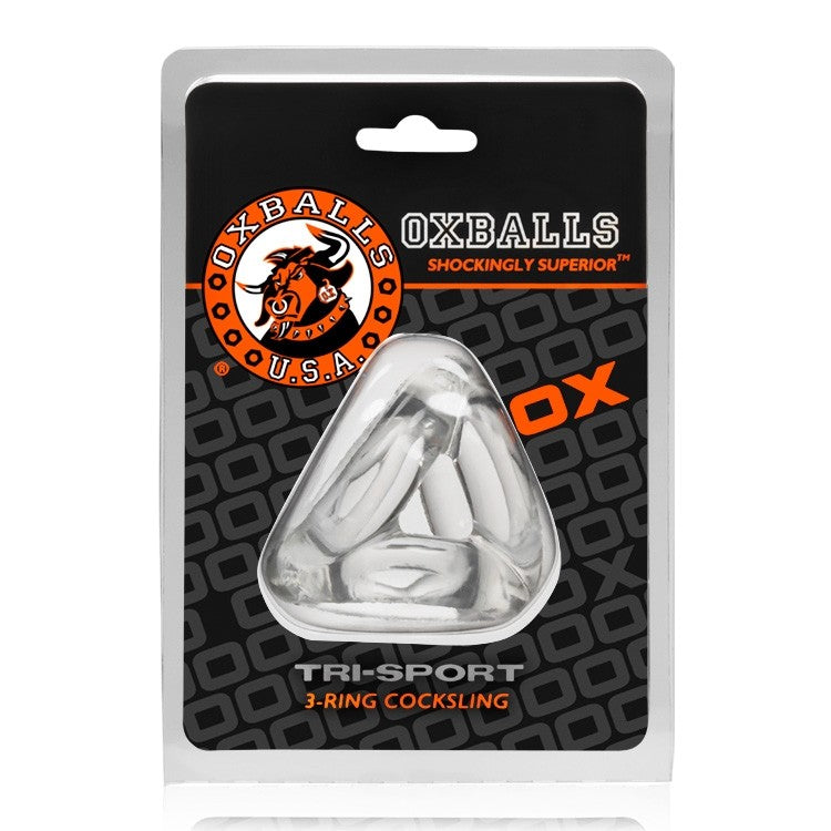 Oxballs Tri-Sport 3-Ring Cocksling Clear Package Front