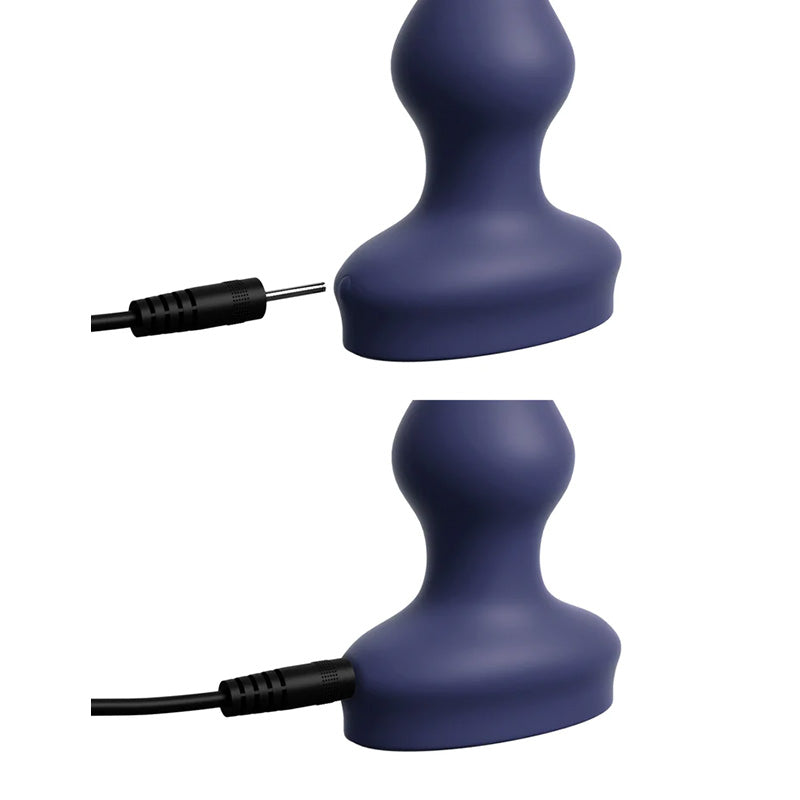Image depicting a pin charging cable being inserted into the base of a 3Some Wall Banger P-Spot vibrating prostate massager 