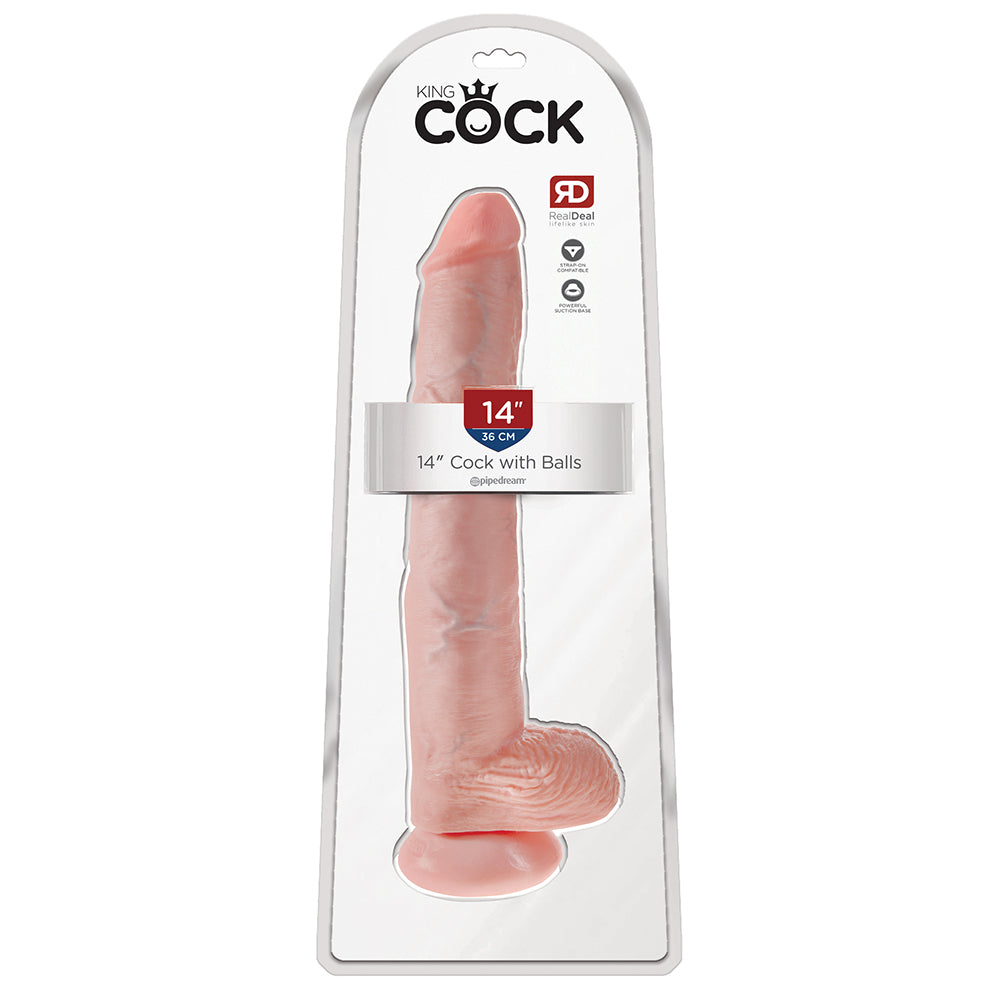 King Cock 14 Inch Cock with Balls - Light