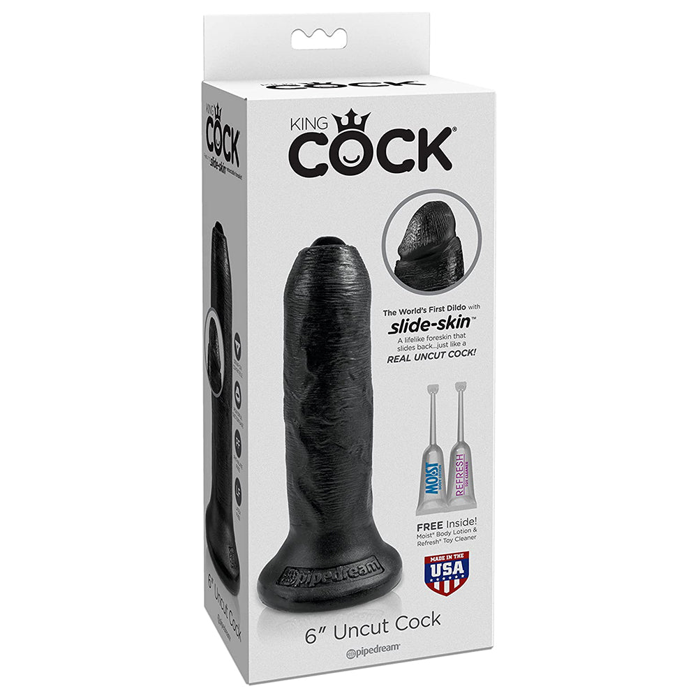 King Cock 6 Inch Uncut Slide-Skin Cock - Black