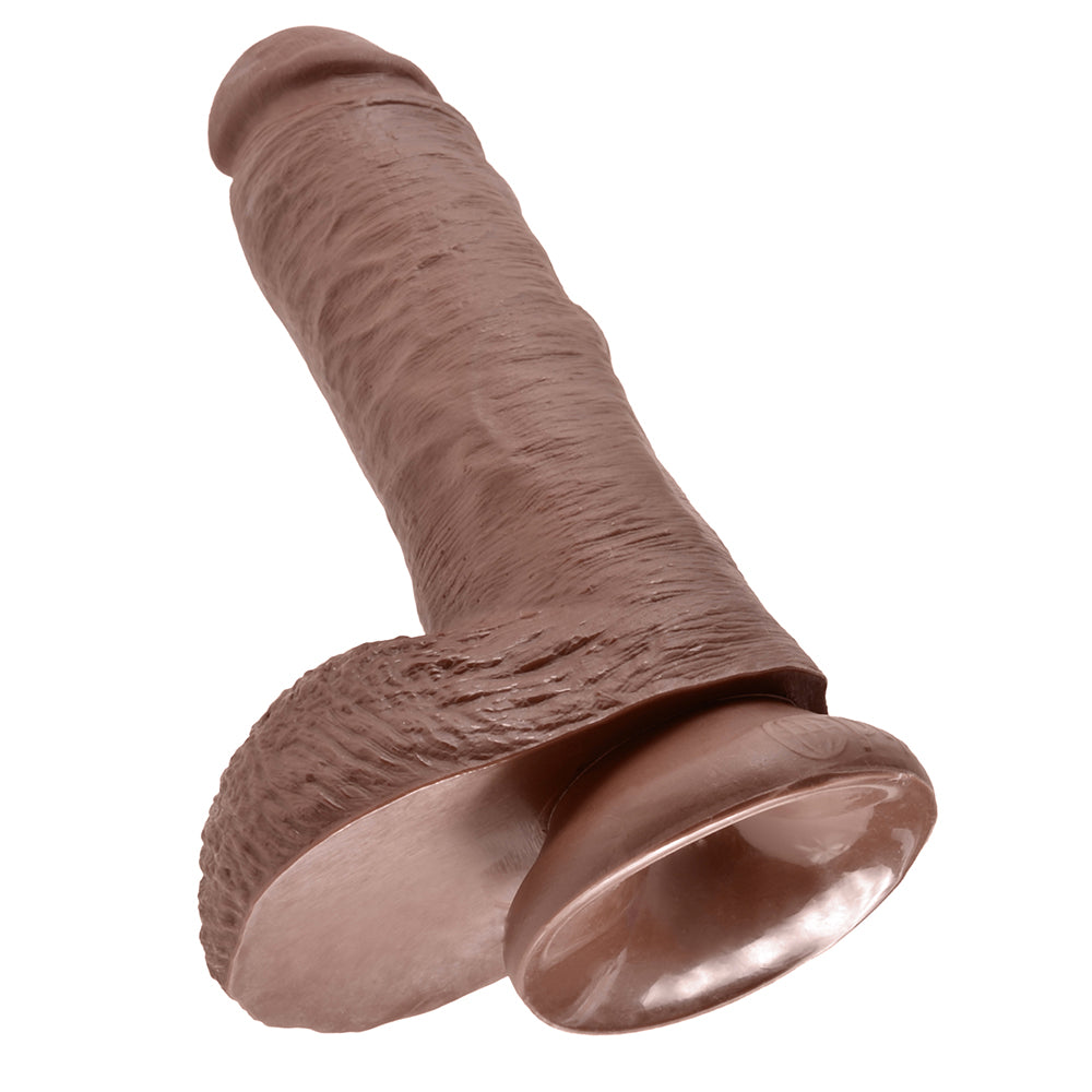 King Cock 8 Inch Cock with Balls - Brown
