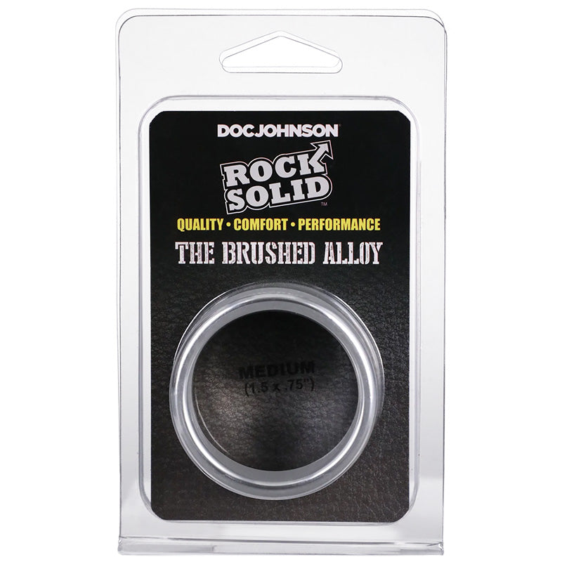 Rock Solid Brushed Alloy Metal Cock Ring - Medium