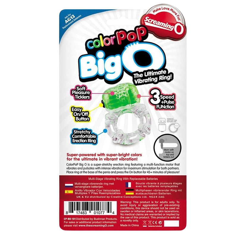 ColorPoP Big O Vibrating Cock Ring - Green
