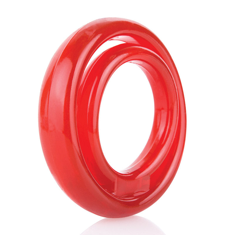 Red cock and ball ring on a white background