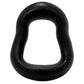 Curved black silicone cock ring on a white background