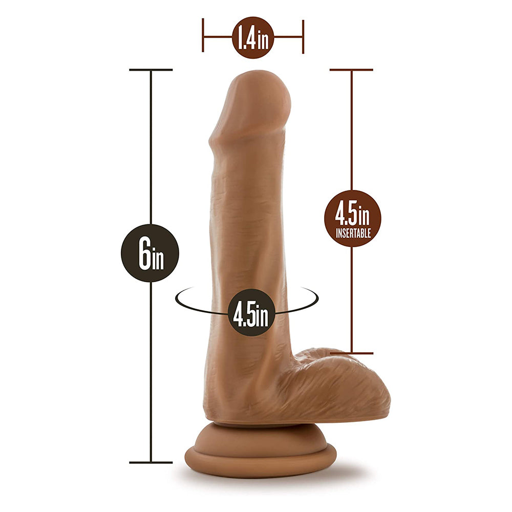 Measurements of Silicone Willy's Brown 6 Inch Realistic Dildo with Balls and Harness-Compatible Suction Cup Base - Mocha