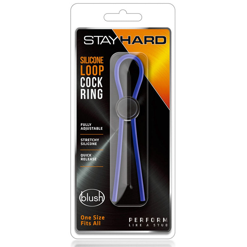 Stay Hard Silicone Loop Cock Ring - Blue