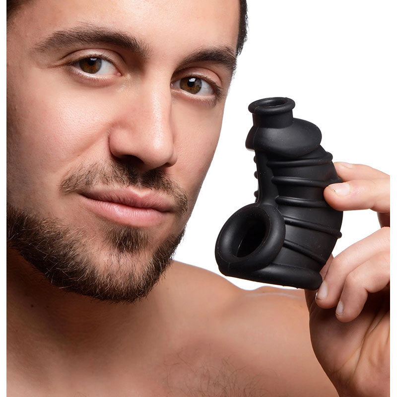 Master Series Dark Chamber Silicone Chastity Cage - Black