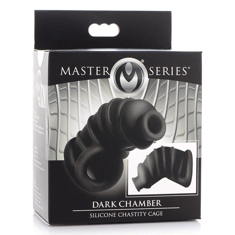 Master Series Dark Chamber Silicone Chastity Cage - Black