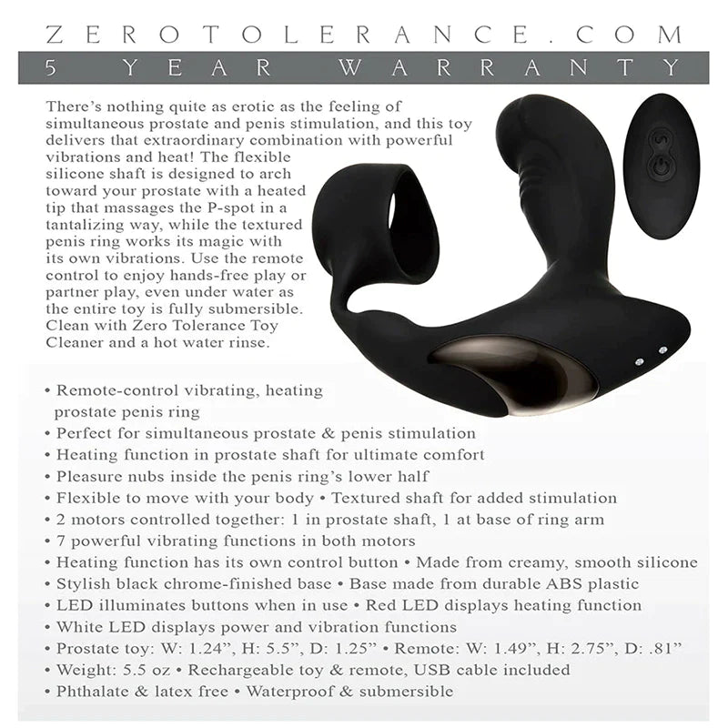 Zero Tolerance Strapped & Tapped Heating Prostate Vibe with C-Ring