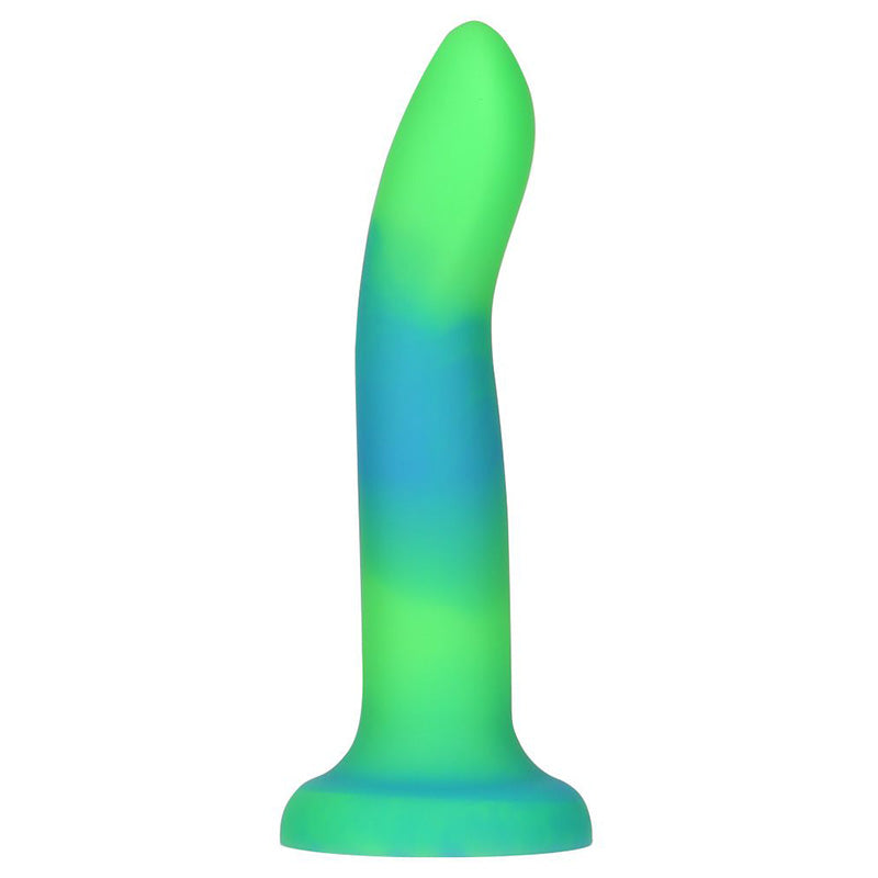 Rave by Addiction 8 Inch Glow In The Dark Bendable Dildo - Blue Green