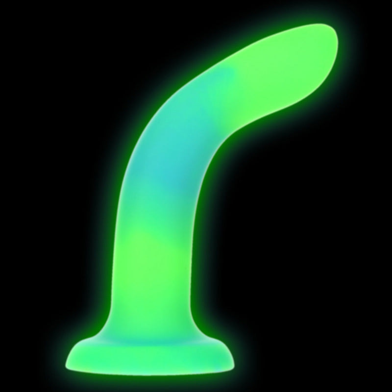 Rave by Addiction 8 Inch Glow In The Dark Bendable Dildo - Blue Green
