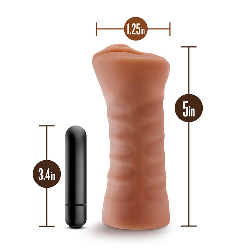 Blush BL-73517 M For Men Julieta Mocha Vibrating Pussy Stroker Measurements