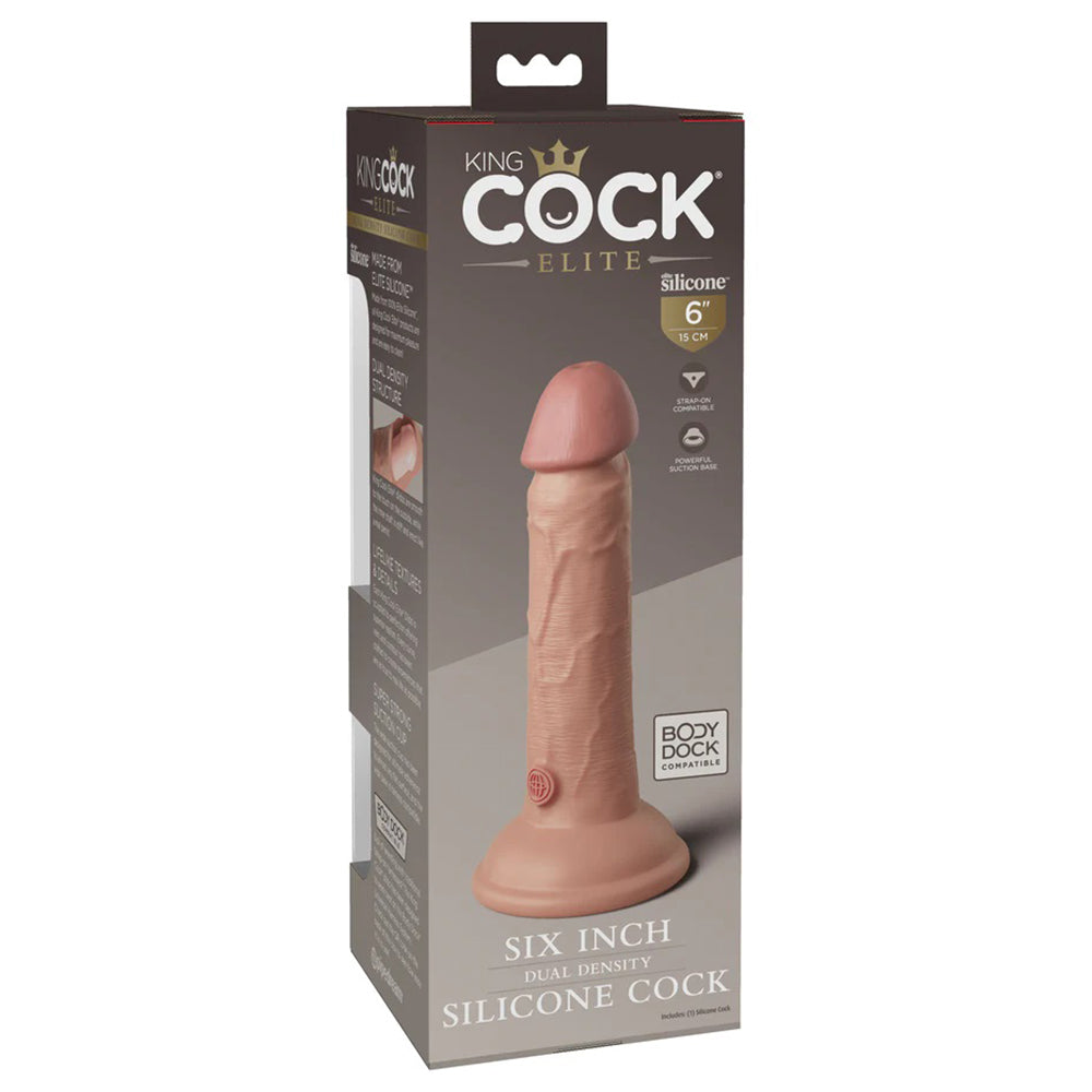 King Cock Elite 6 Inch Silicone Dual Density Cock - Light Package Back