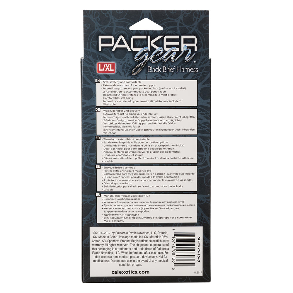 CalExotics SE-1575-15-3 Packer Gear Black Brief Strap-On Harness Large/Extra Large Package Back